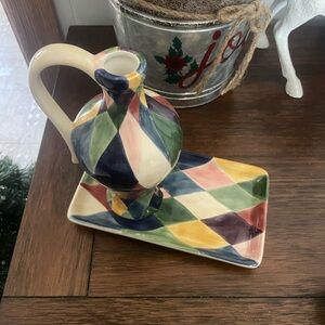 Carnival Tabletop Ceramic Vase and Tray Set